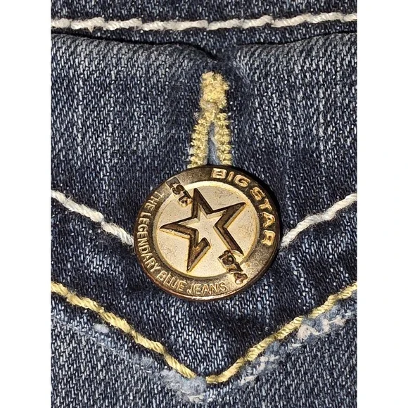Big Star Selvaged Jeans 36 R. Dark Blue Destreed.
